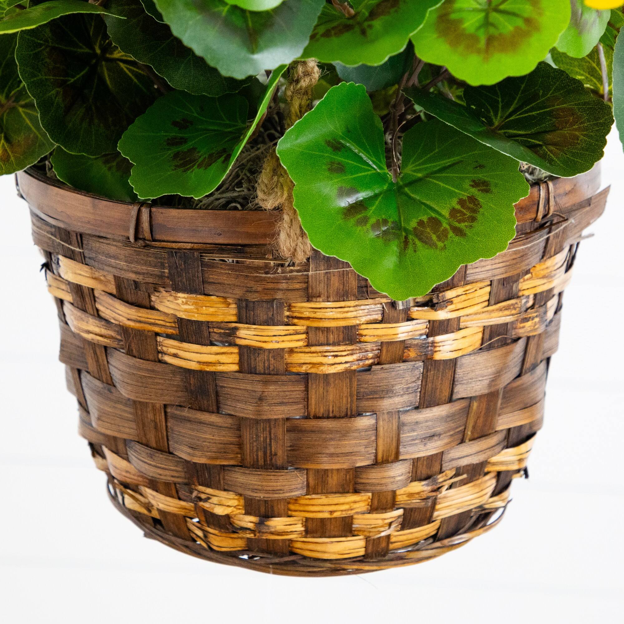 19" UV Resistant Artificial Geranium Plant in Hanging Basket